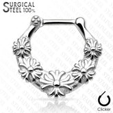 316L Surgical Steel Floral Septum Ring Clicker