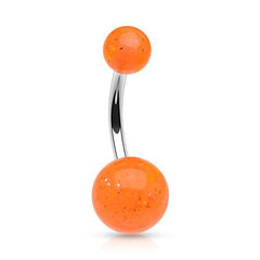 316L Surgical Steel Glitter Acrylic Balls Belly Button Ring