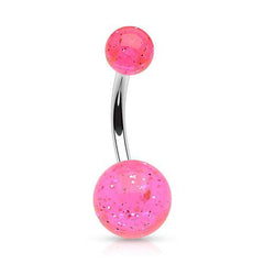 316L Surgical Steel Glitter Acrylic Balls Belly Button Ring