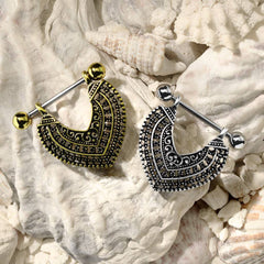 316L Surgical Steel Gold Plated Vintage Boho Nipple Shield Barbell