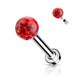 316L Surgical Steel Internally Threaded Red Epoxy Coated Shamballa Labret