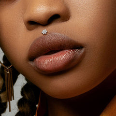 316L Surgical Steel Internally Threaded White CZ Flower Flat Back