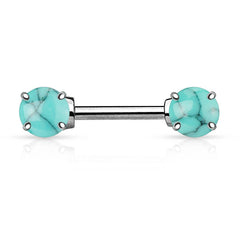 316L Surgical Steel Nipple Ring Barbell with Prong 7mm Semi Precious Stone