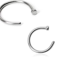 316L Surgical Steel Open Ended Nose Ring Half Hoop with Stopper