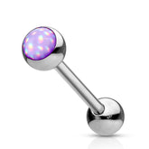 316L Surgical Steel Purple Gem Tongue Ring Straight Barbell