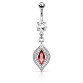 316L Surgical Steel Red Marquise Set Dangle Belly Ring