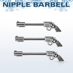 316L Surgical Steel Revolver Gun Nipple Ring Barbell