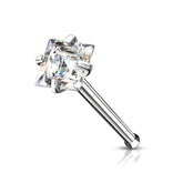 316L Surgical Steel Square White CZ Ball End Nose Pin