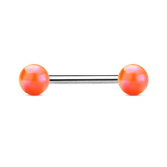 316L Surgical Steel Straight Barbell with Metallic Coated Orange Balls