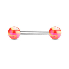 316L Surgical Steel Straight Barbell with Metallic Coated Red Balls