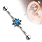 316L Surgical Steel Sun Turquoise Flower Tribal Boho Industrial Barbell