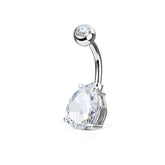 316L Surgical Steel Teardrop CZ Belly Ring