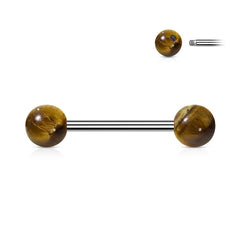 316L Surgical Steel Tiger's Eye Stone Nipple Ring