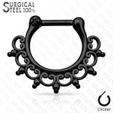 316L Surgical Steel Tribal Fan Lace Septum Ring Clicker