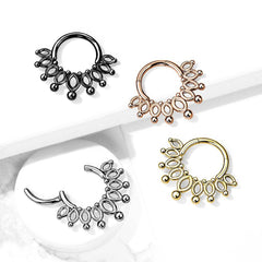 316L Surgical Steel Tribal Hinged Septum Ring Hoop Clicker