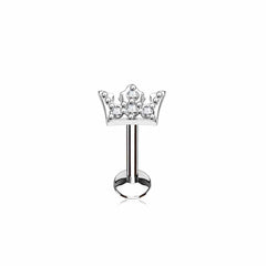 316L Surgical Steel White CZ Crown Labret