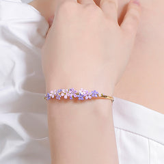 18K Purple Pink Small Flower Mori Enamel Bracelet