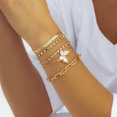 5 Pcs Crystal Butterfly Stackable Bracelet Set