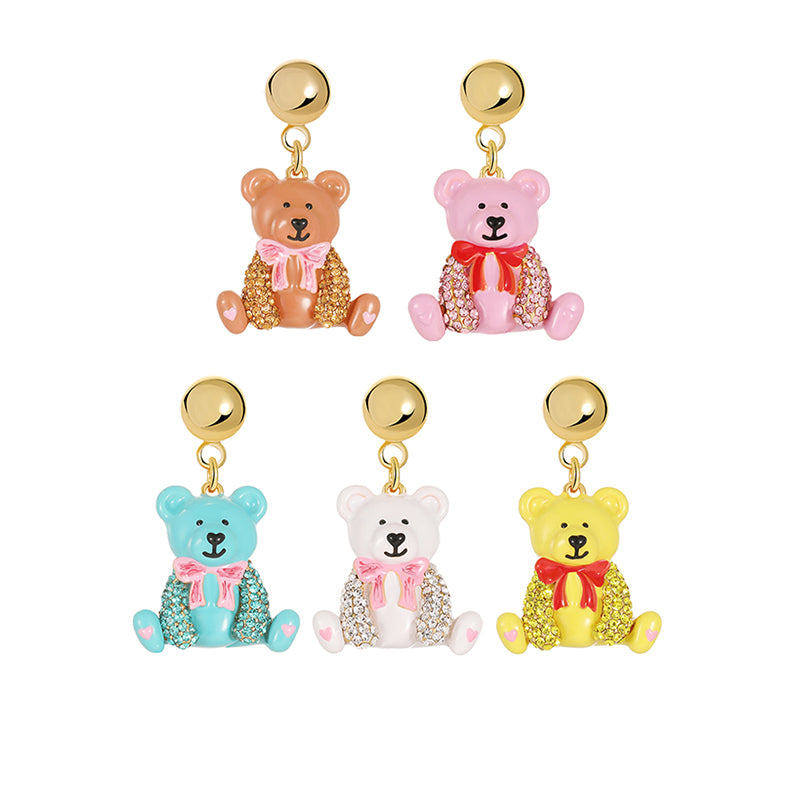 18K Bear Enamel Stud Earrings