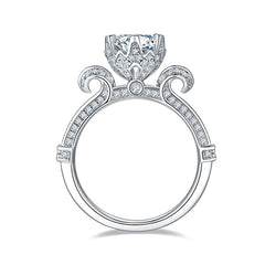 DEDEJILL Swan Lake Sterling Silver Plated Platinum Round Cut Moissanite Ring-1ct D Grade