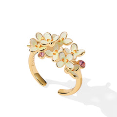 18K Sweet Osmanthus Enamel Ring