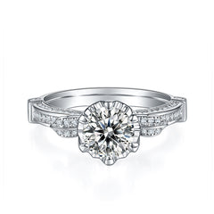 DEDEJILL Swan Lake Sterling Silver Plated Platinum Round Cut Moissanite Ring-1ct D Grade