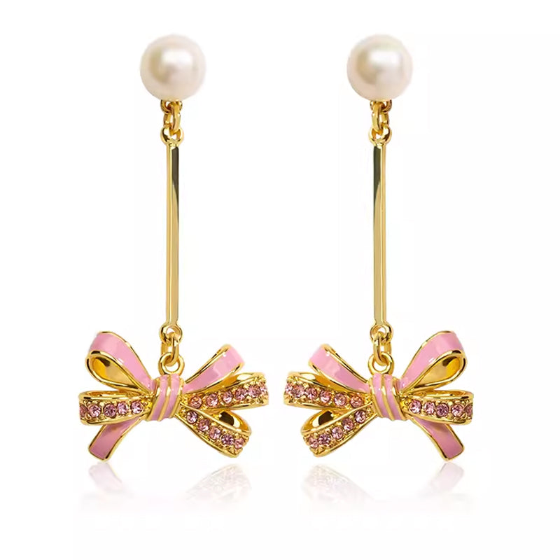 18K Pearl Airy Zirconia Enamel Earrings