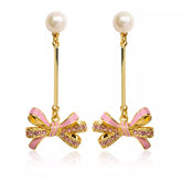 18K Pearl Airy Zirconia Enamel Earrings