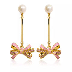 18K Pearl Airy Zirconia Enamel Earrings