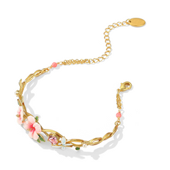 Sweet Hibiscus Flower Dragonfly Bracelet
