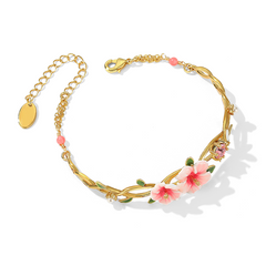 Sweet Hibiscus Flower Dragonfly Bracelet