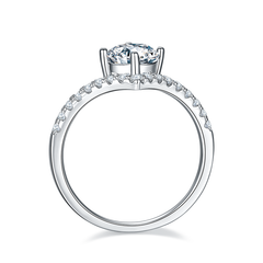 DEDEJILL Treasure Pave Round Cut S925 Silver Platinum-Plated Moissanite Women's Ring - 1ct D Grade