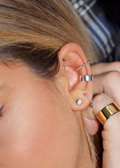 925 Sterling Silver Thick Band Fake Conch Ear Cuff Hoop