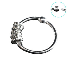 925 Sterling Silver Tribal Bead Nose Hoop Ring