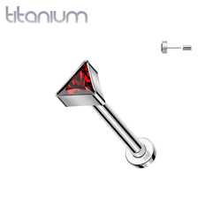Implant Grade Titanium Red CZ Triangle Threadless Push In Labret
