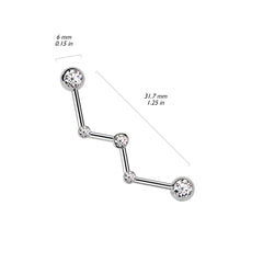 316L Surgical Steel White CZ Constellation Industrial Barbell