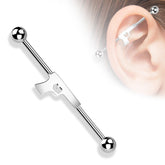 316L Surgical Steel Pistol Gun Outline Industrial Barbell