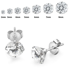 Pair of 316L Surgical Steel White CZ Prong Stud Earrings