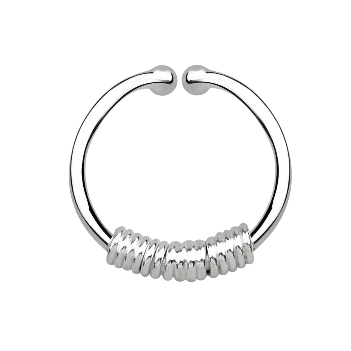 Fake Faux Clip On 925 Sterling Silver Wire Spring Nose Hoop Ring