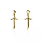 Pair of 925 Sterling Silver Gold PVD Small Dagger Minimal Stud Earrings
