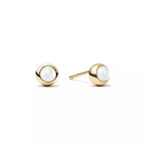 Pair of 925 Sterling Silver Gold PVD White Pearl Minimal Stud Earrings