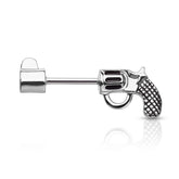 316L Surgical Steel Large Revolver Straight Barbell Nipple Ring
