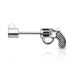 316L Surgical Steel Large Revolver Straight Barbell Nipple Ring