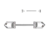 316L Surgical Steel White CZ Pointed Gem Cluster Nipple Ring Straight Barbell
