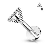 316L Surgical Steel Beaded Design Triangle Flat Back Labret