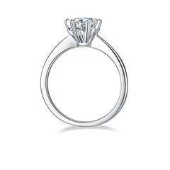 DEDEJILL Classic Straight-Arm Snowflake S925 Silver Platinum-Plated Moissanite Women's Ring - 1ct D Grade