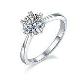 DEDEJILL Classic Straight-Arm Snowflake S925 Silver Platinum-Plated Moissanite Women's Ring - 1ct D Grade