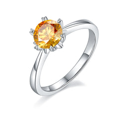 DEDEJILL Classic Straight-Arm Snowflake S925 Silver Platinum-Plated Moissanite Women's Ring - 1ct D Grade