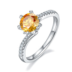 DEDEJILL Twisted Micro-Pavï¿?Snowflake Sterling Silver Plated White Gold Round Cut Moissanite Ring-1ct D Grade