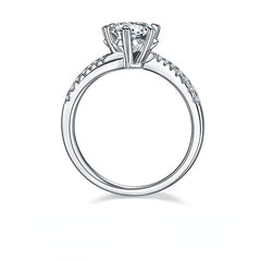 DEDEJILL Twisted Micro-Pavï¿?Snowflake Sterling Silver Plated White Gold Round Cut Moissanite Ring-1ct D Grade